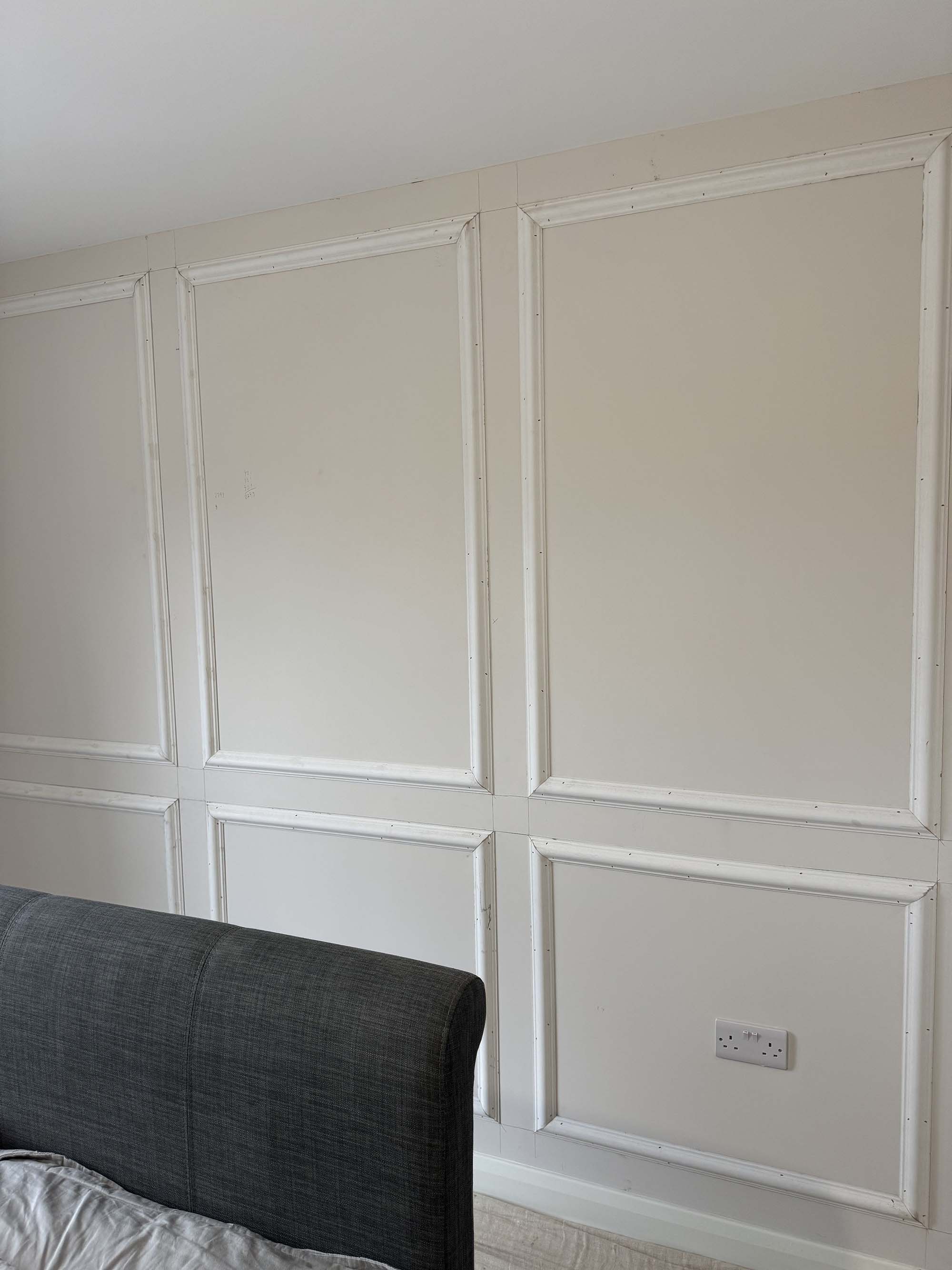 Wall paneling before painted